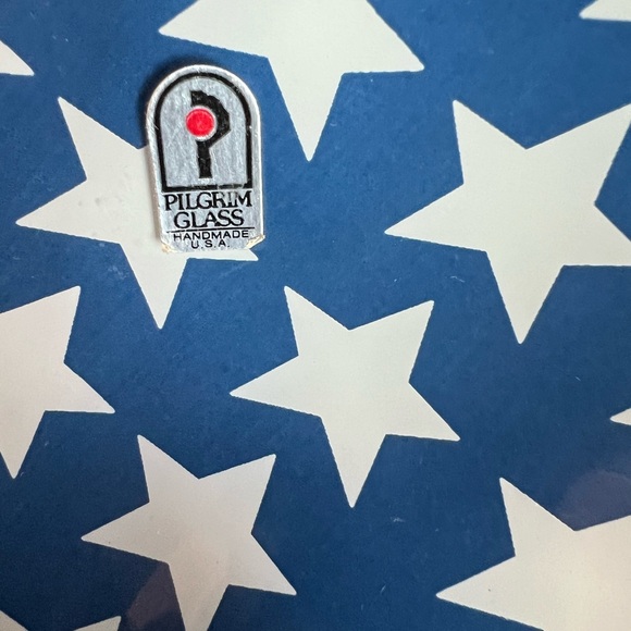 Vintage Pilgrim Glass Silhouette Set of 4 Bowls Reverse Paint Blue White Stars - Picture 3 of 6